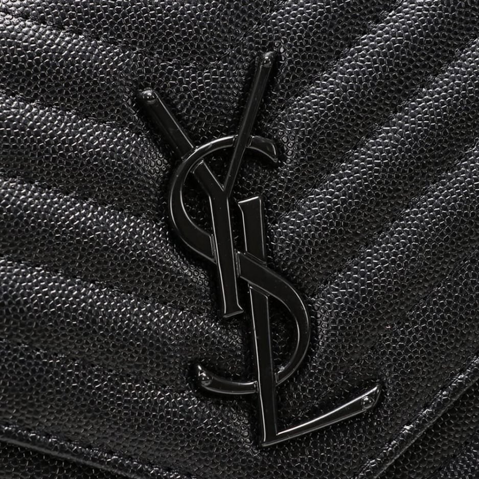 Saint Laurent Chain-strap YSL-plaque grained-leather wallet - Image 5