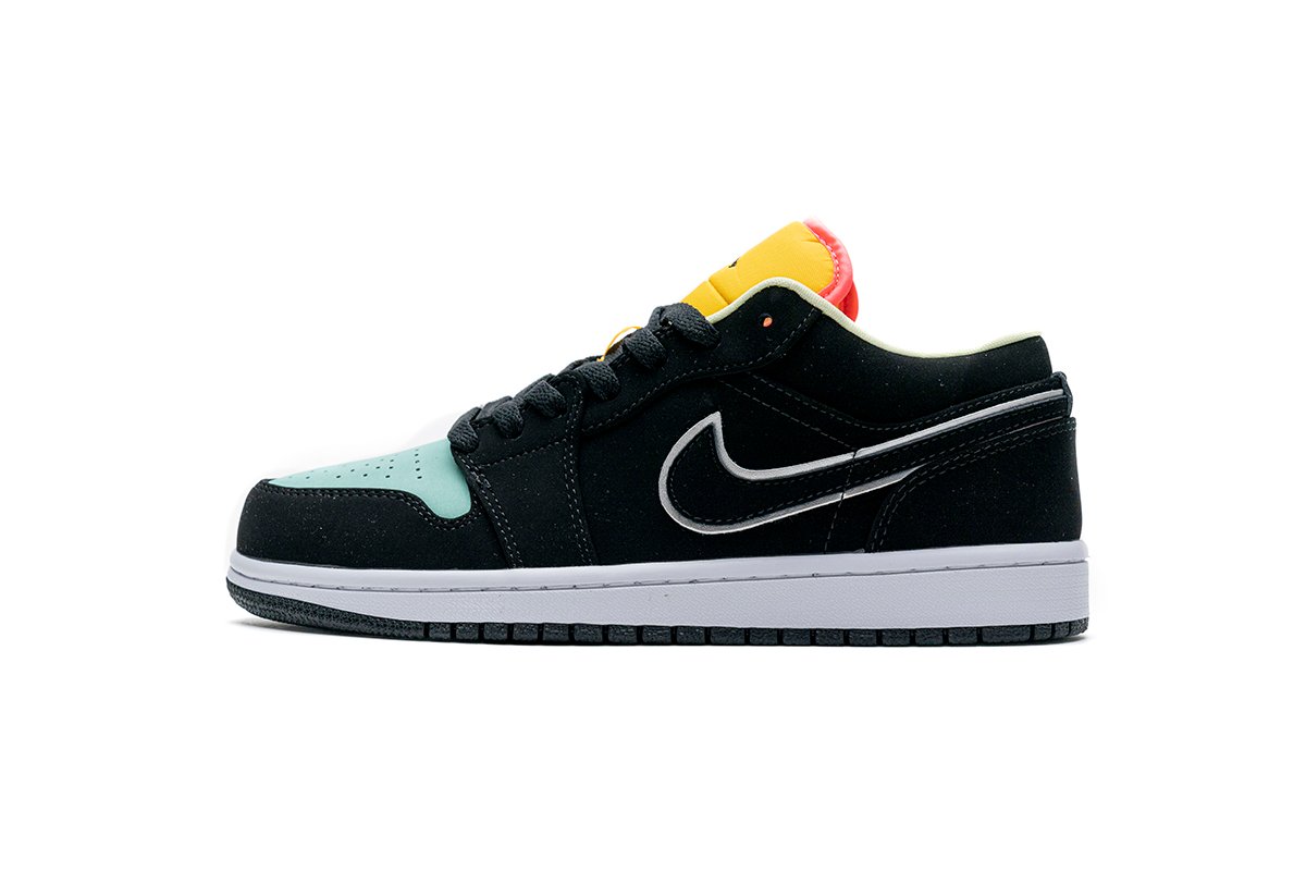 PKstockx Air Jordan 1 Low Black Aurora Green Laser Orange CK3022-013