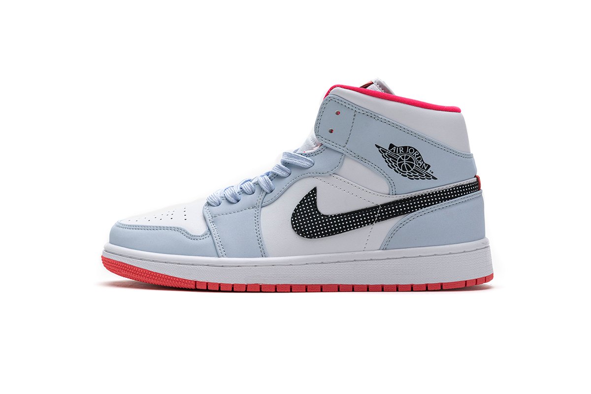 PKstockx Air Jordan 1 Mid Half Blue Polka Dot Swoosh (GS) 555112-400