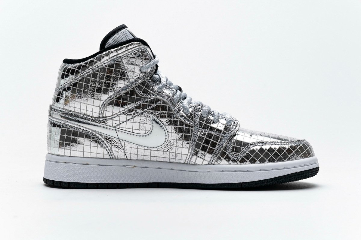 PKstockx Air Jordan 1 Mid SE Disco Metallic Silver (W) CU9304-001 - Image 2