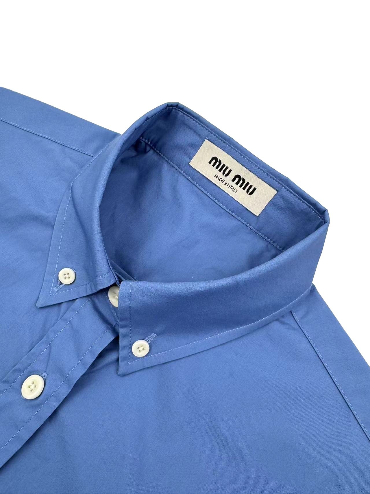 Miu Miu Button-detailed Cotton-poplin Shirt D82301 - Image 4