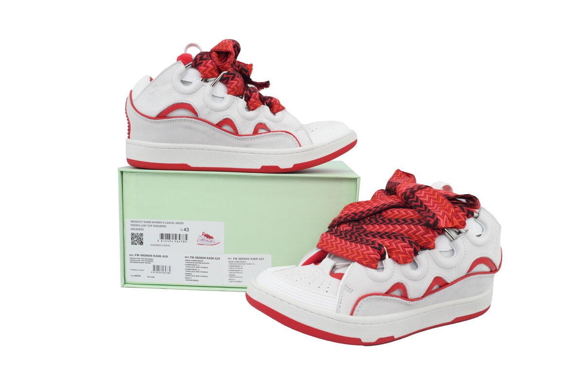 Lanvin Wmns Curb Sneakers White Red - Image 11