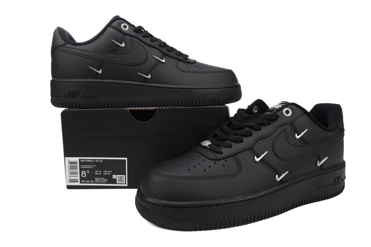 Nike Air Force 1 Low Black Silver Mini Swoosh HQ1180-001 - Image 10