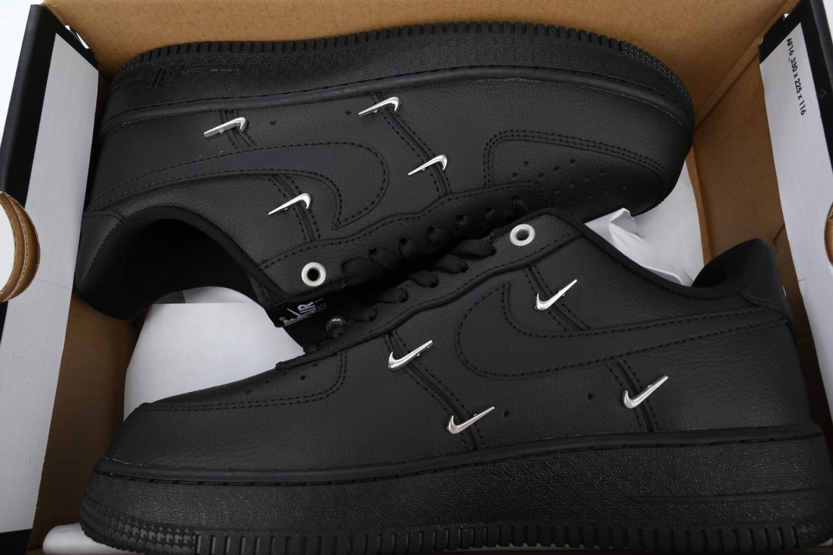 Nike Air Force 1 Low Black Silver Mini Swoosh HQ1180-001 - Image 12