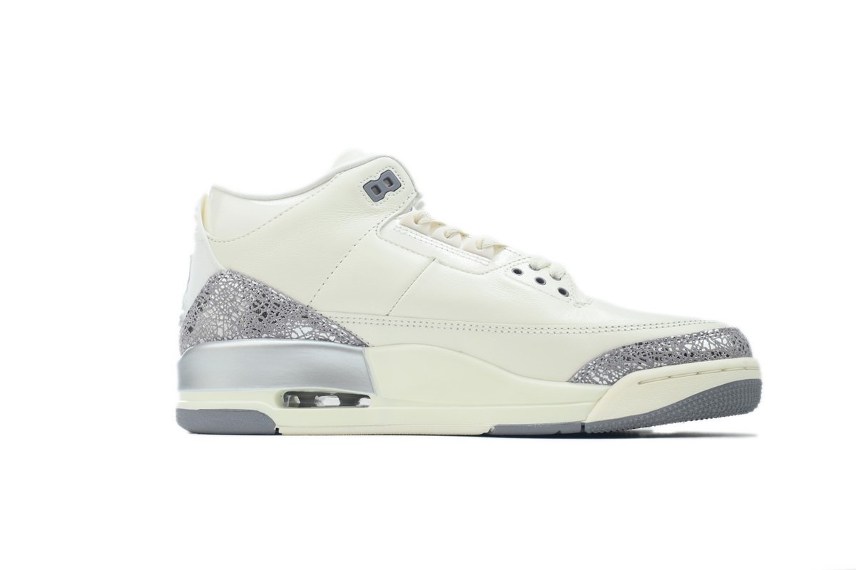 PK God Batch Air Jordan 3 Retro 'Sail Metallic Silver' CK9246-100 - Image 2