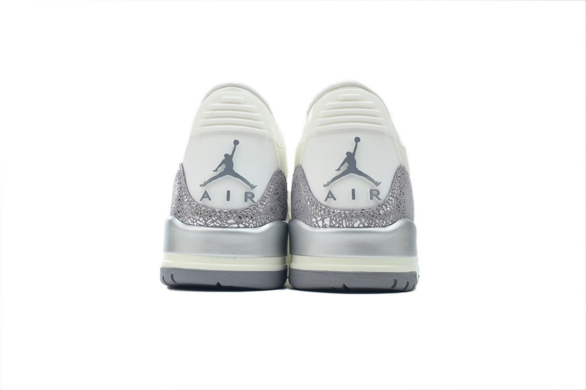 PK God Batch Air Jordan 3 Retro 'Sail Metallic Silver' CK9246-100 - Image 3