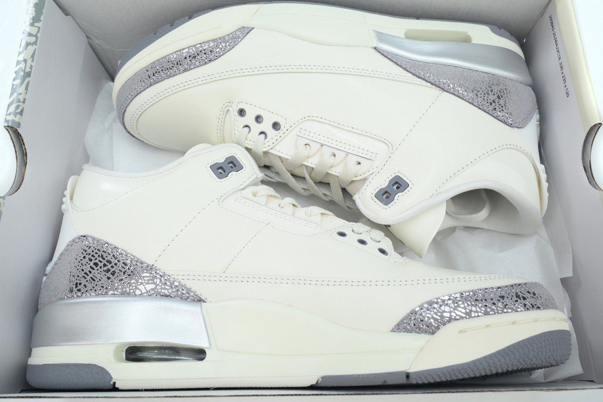 PK God Batch Air Jordan 3 Retro 'Sail Metallic Silver' CK9246-100 - Image 10