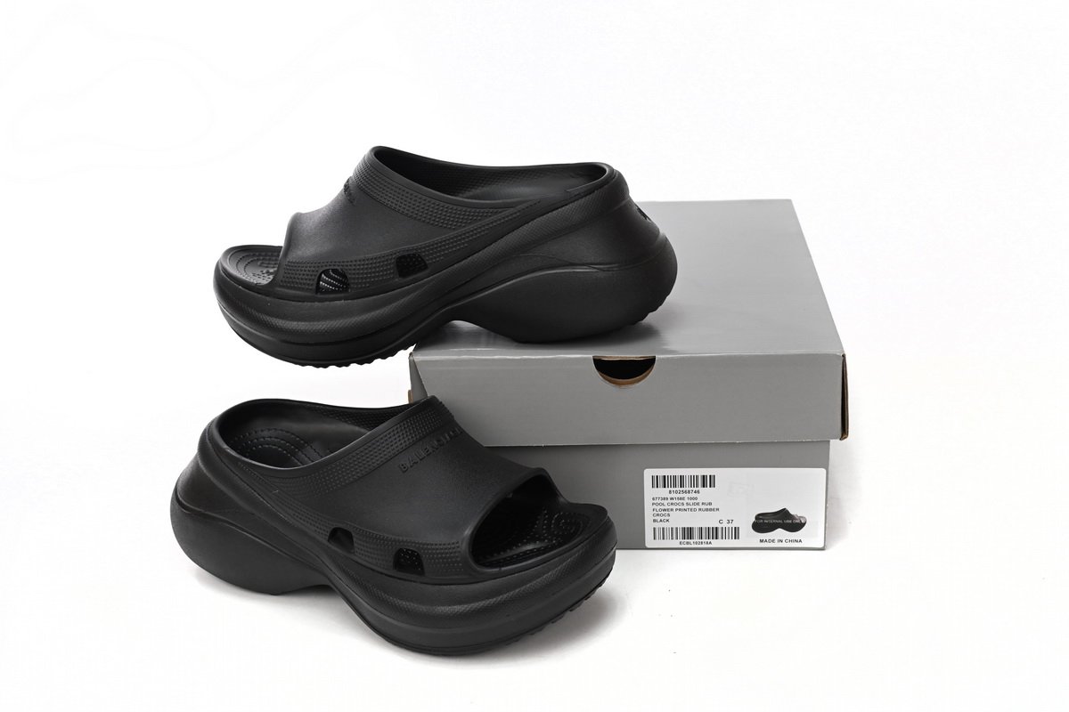 PK God Batch BALENCIAGA Pool Crocs Black 677389 W158E 1000 - Image 10