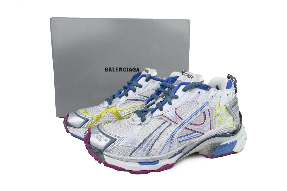 PK God Batch Balenciaga Runner Sneaker 'White Purple Blue' 772767 W3RMU 9547 - Image 12