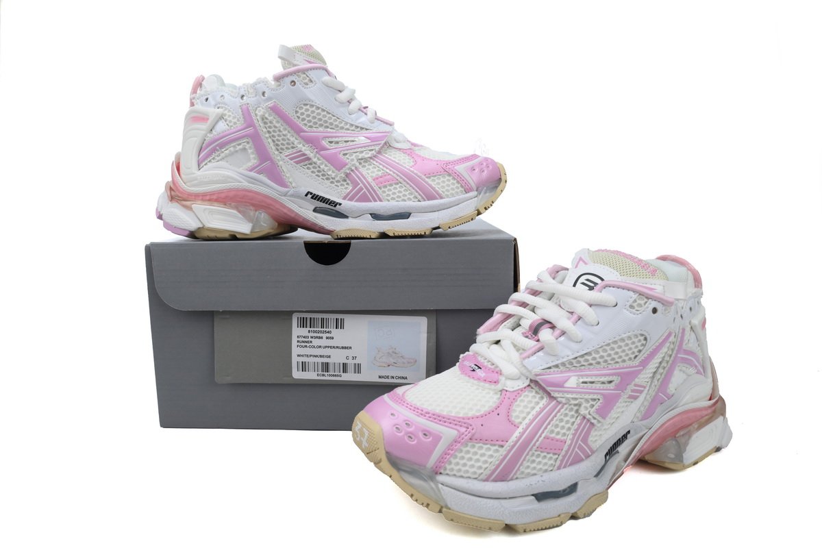 PK God Batch Balenciaga Runner White Pink 677403 W3RB3 9059 - Image 8