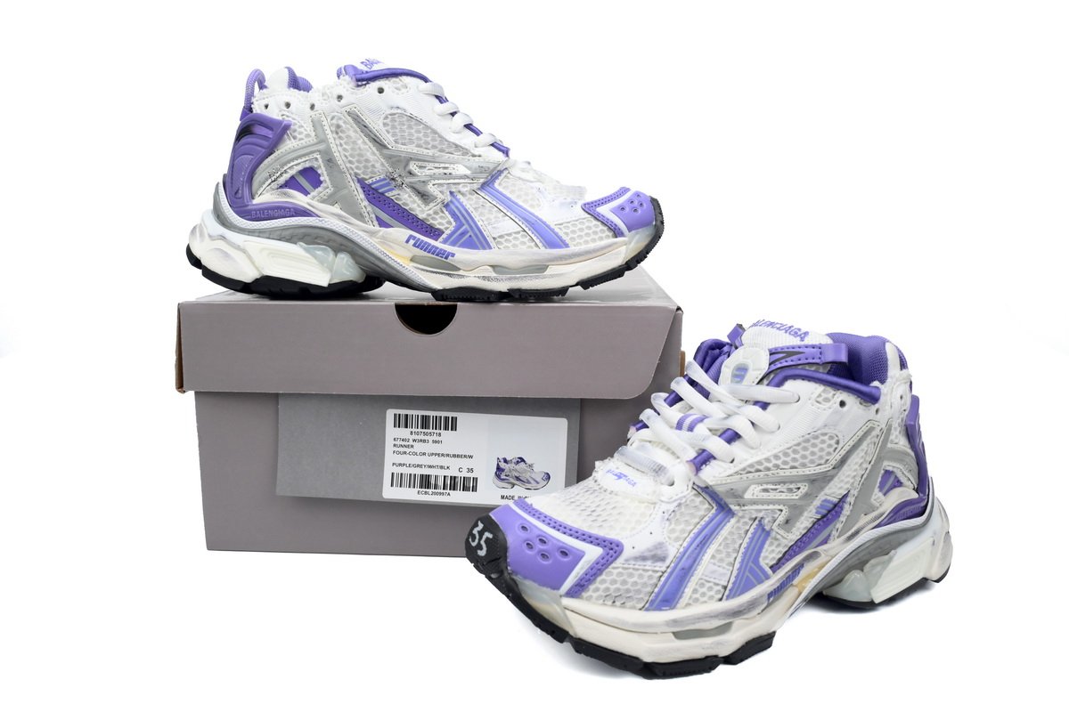 PK God Batch Balenciaga Runner White Purple 677402 W3RB2 5901 - Image 2