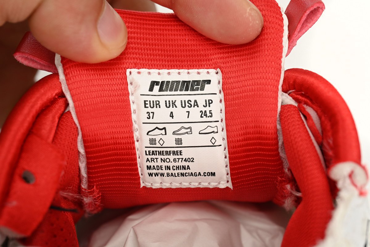 PK God Batch Balenciaga Runner White Red 677402 W3RB2 9060 - Image 11