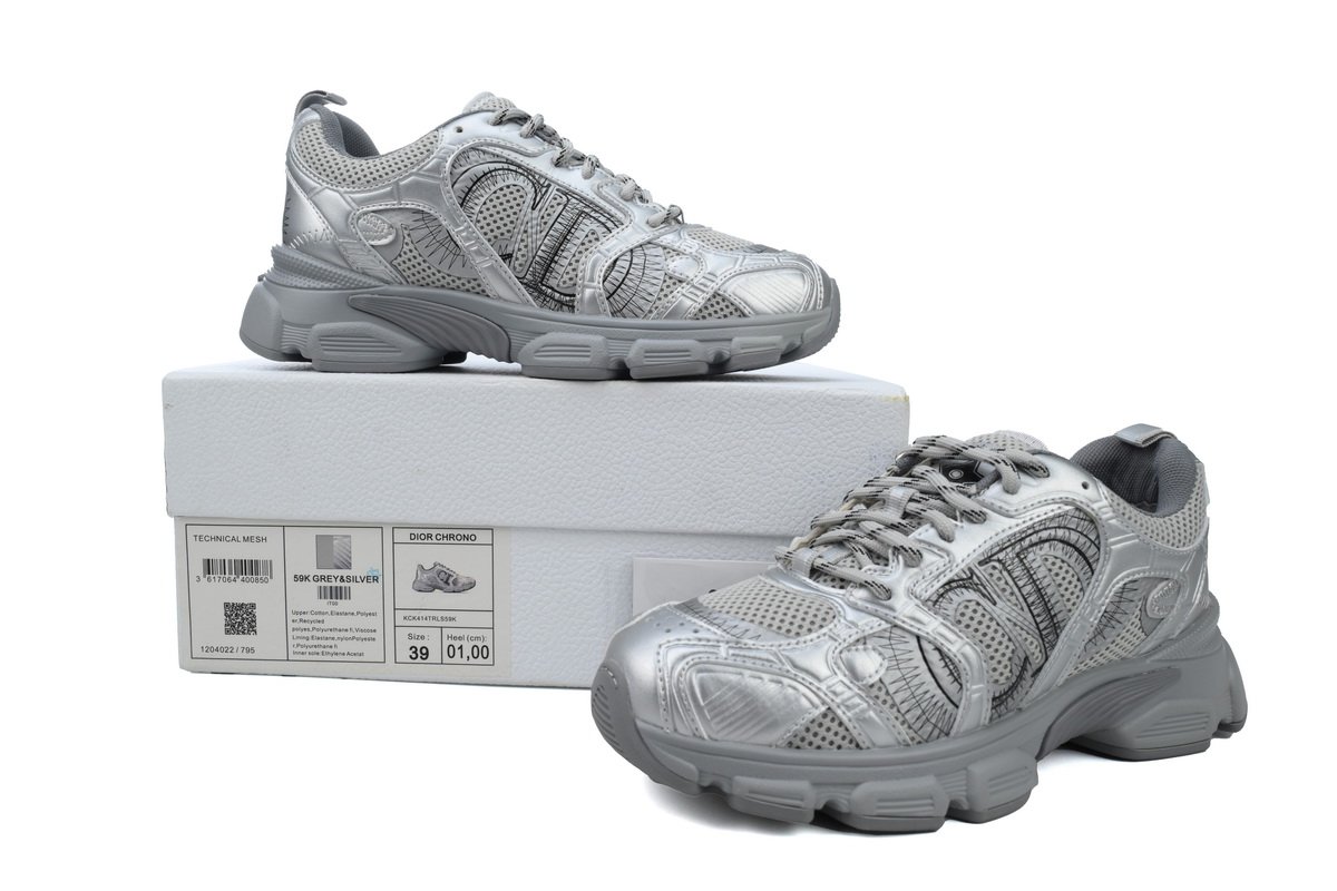 PK God Batch Dior Chrono Sneaker Grey Silver - Image 10