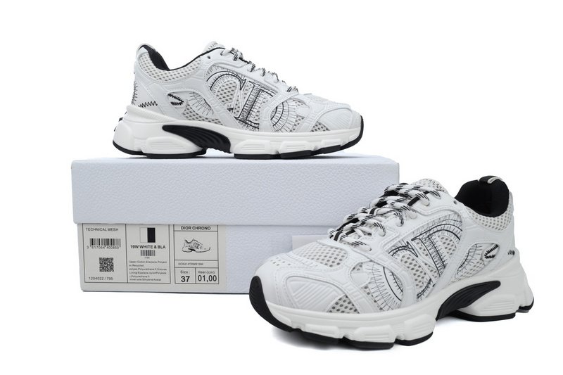 PK God Batch Dior Chrono Sneaker Mesh with White and Black Leather-Effect Panels - Image 10