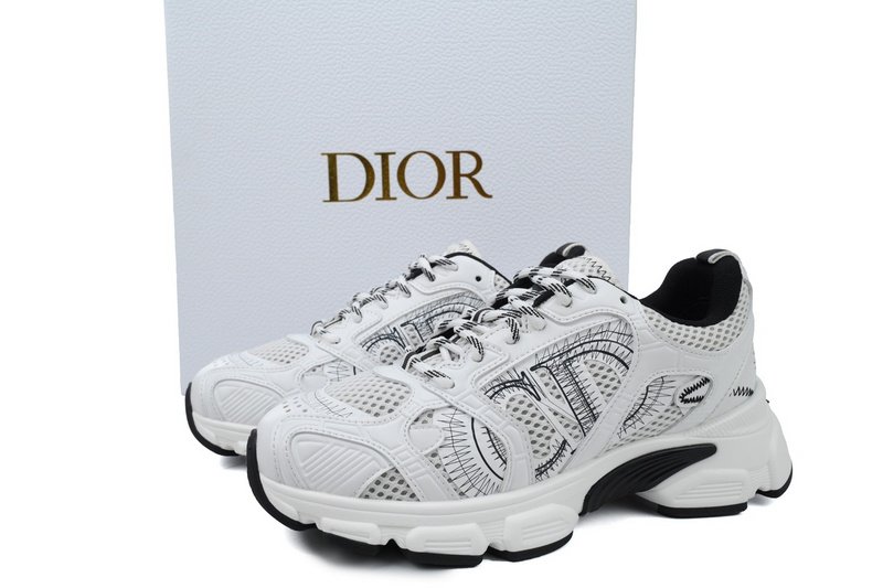 PK God Batch Dior Chrono Sneaker Mesh with White and Black Leather-Effect Panels - Image 11