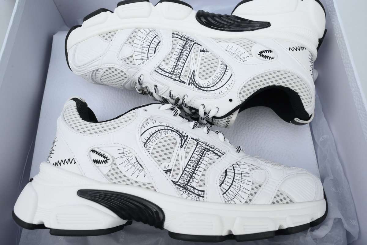 PK God Batch Dior Chrono Sneaker Mesh with White and Black Leather-Effect Panels - Image 9
