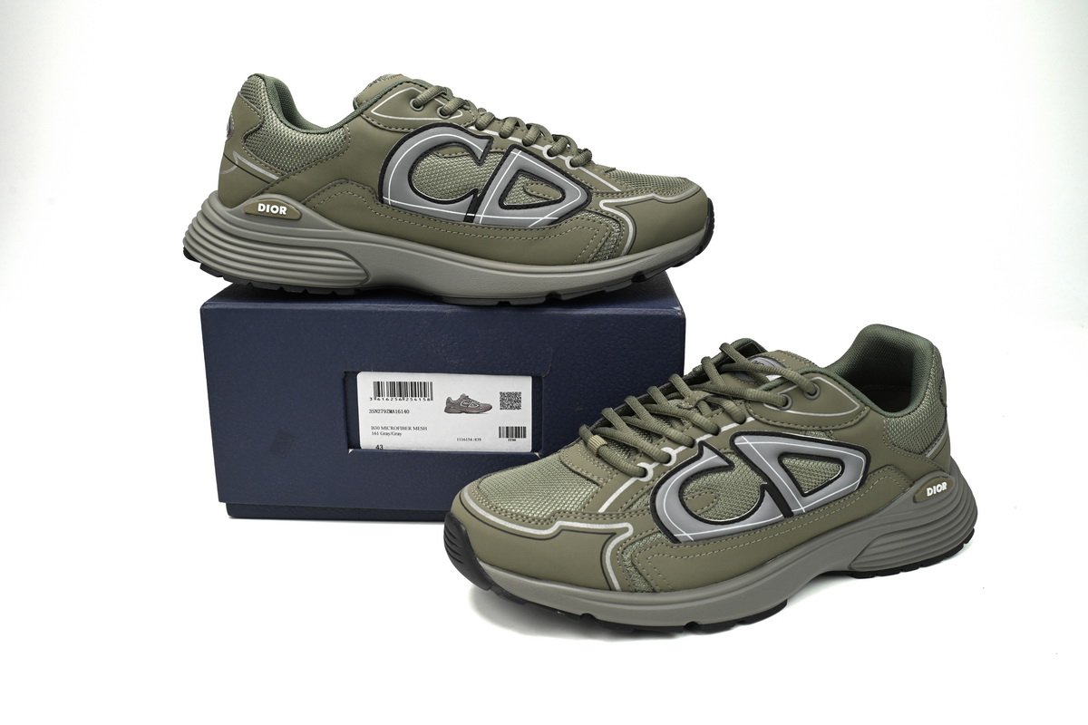 PK God Batch Dior Light Grey 'B30' Sneakers Olive Color 3SN279ZMA-16140 - Image 13