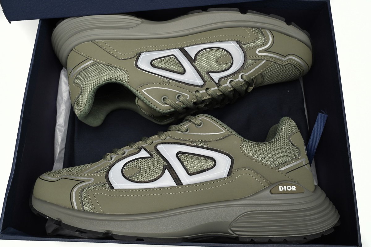 PK God Batch Dior Light Grey 'B30' Sneakers Olive Color 3SN279ZMA-16140 - Image 12