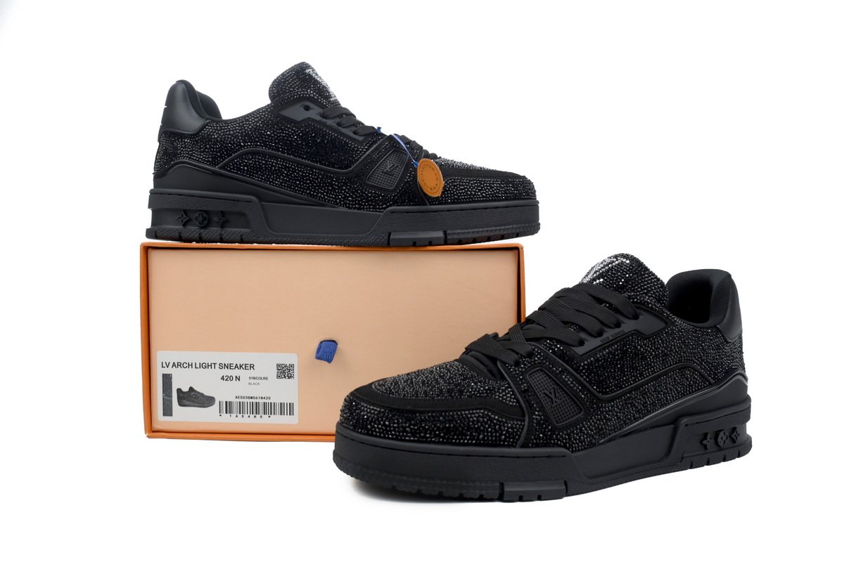 PK God Batch Louis Vuitton Trainer 'Black Rhinestones' 1A815H - Image 11