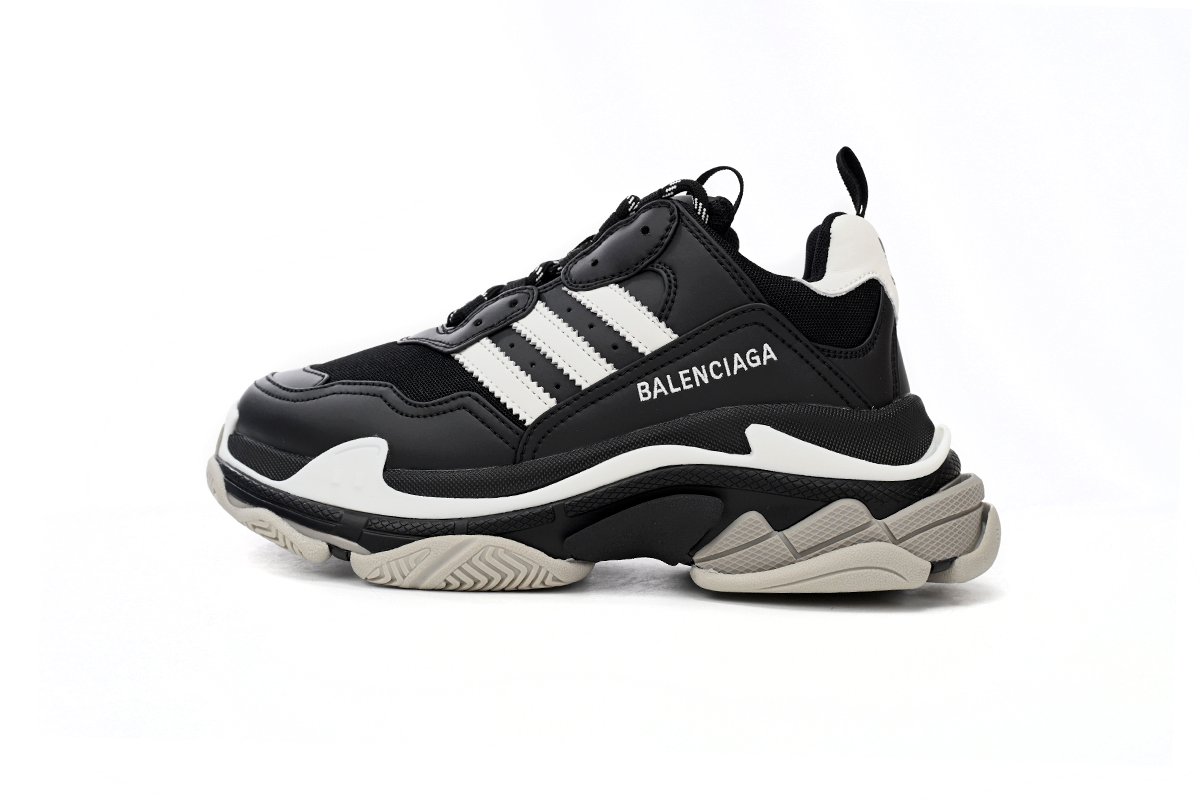Pkstockx Adidas x Balenciaga Triple S Black And White Bars 712764 W2ZB2 1090