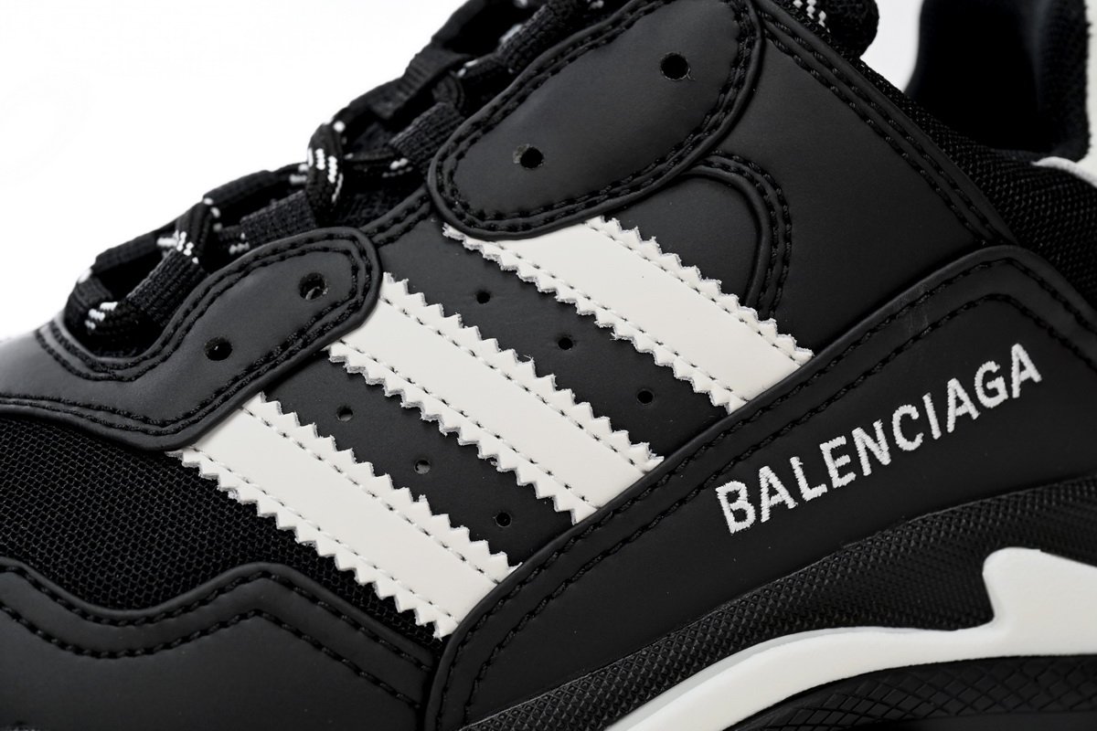 Pkstockx Adidas x Balenciaga Triple S Black And White Bars 712764 W2ZB2 1090 - Image 10