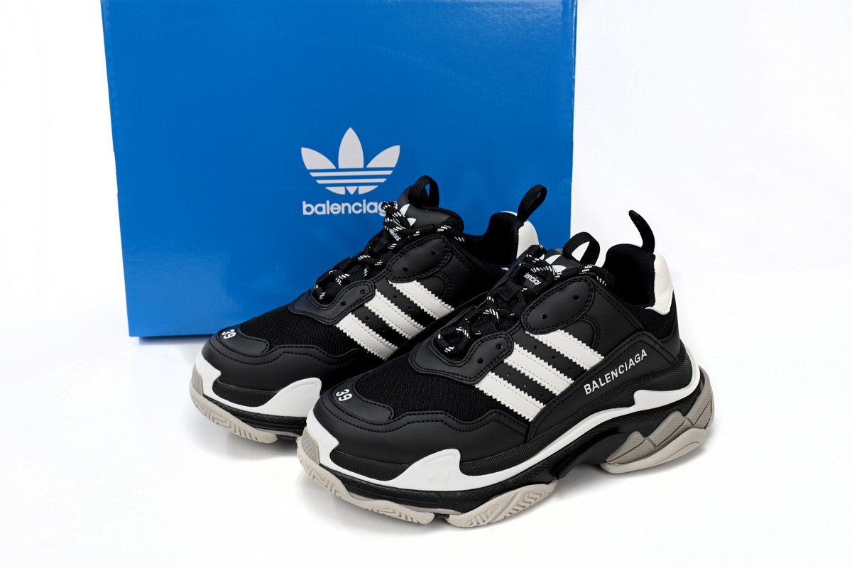 Pkstockx Adidas x Balenciaga Triple S Black And White Bars 712764 W2ZB2 1090 - Image 15
