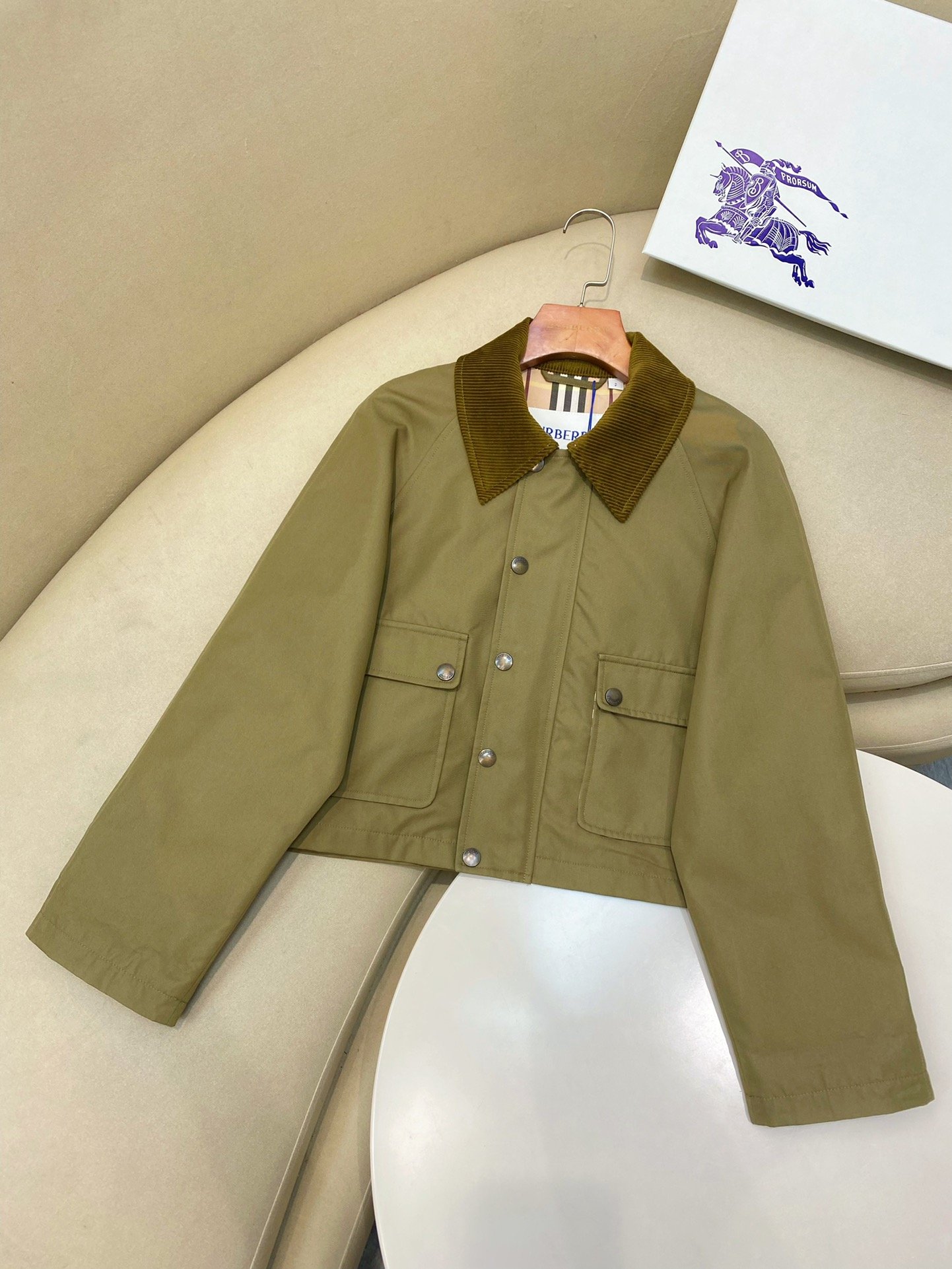 BURBERRY Corduroy-trimmed cotton-twill jacket D82303 - Image 6