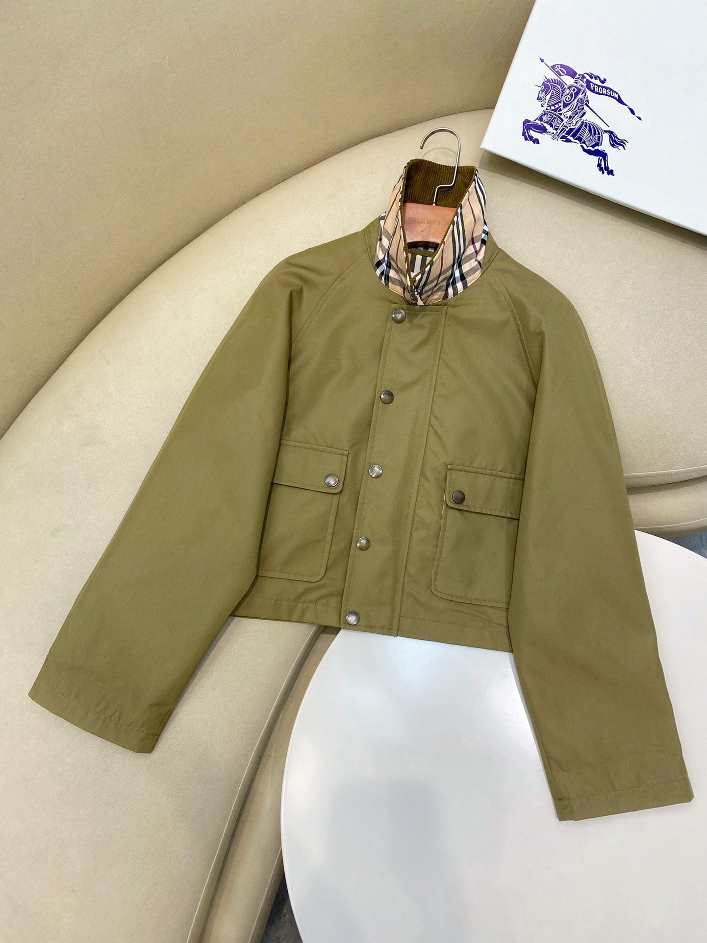 BURBERRY Corduroy-trimmed cotton-twill jacket D82303 - Image 7