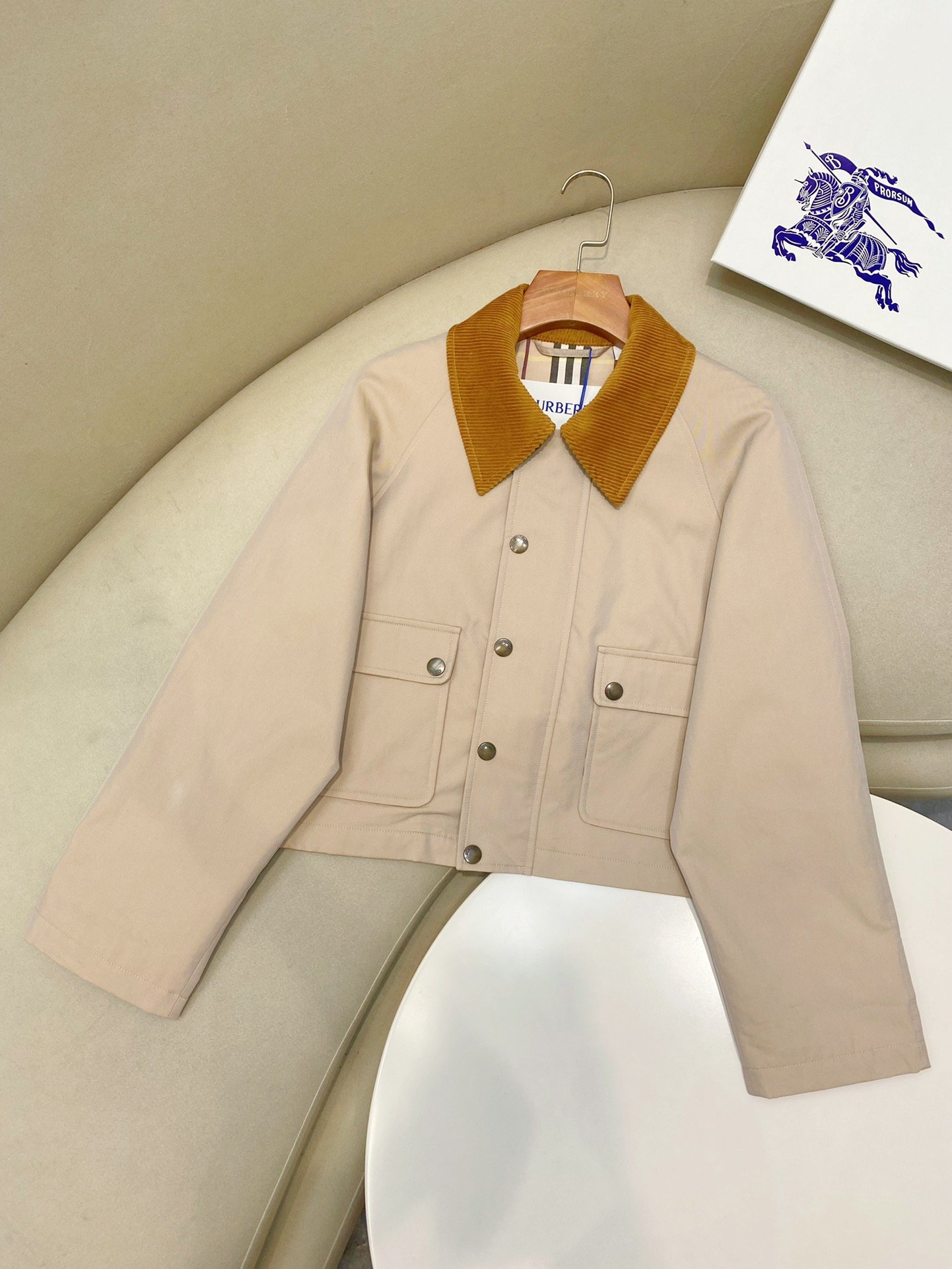 BURBERRY Corduroy-trimmed cotton-twill jacket D82303