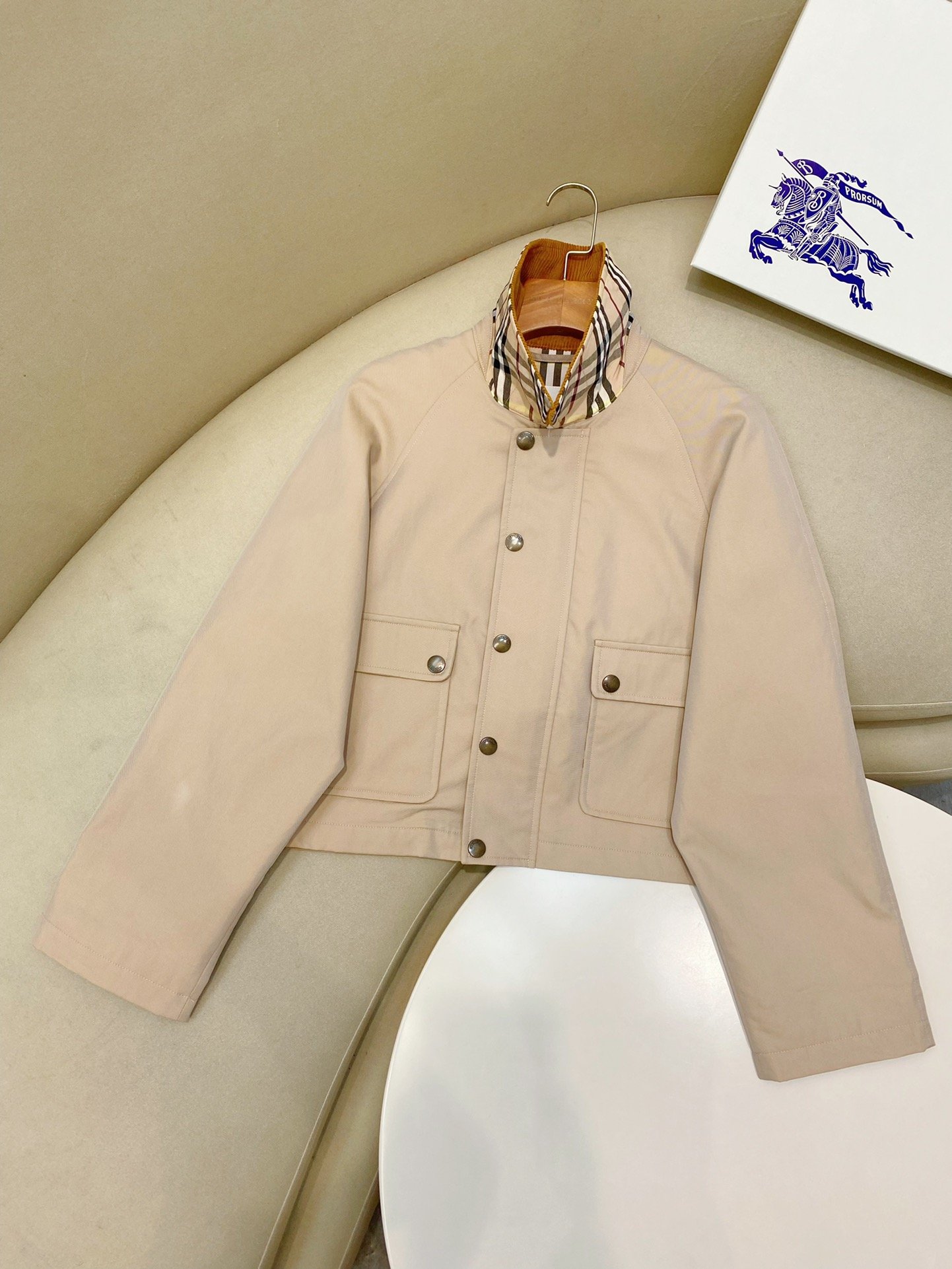 BURBERRY Corduroy-trimmed cotton-twill jacket D82303 - Image 5