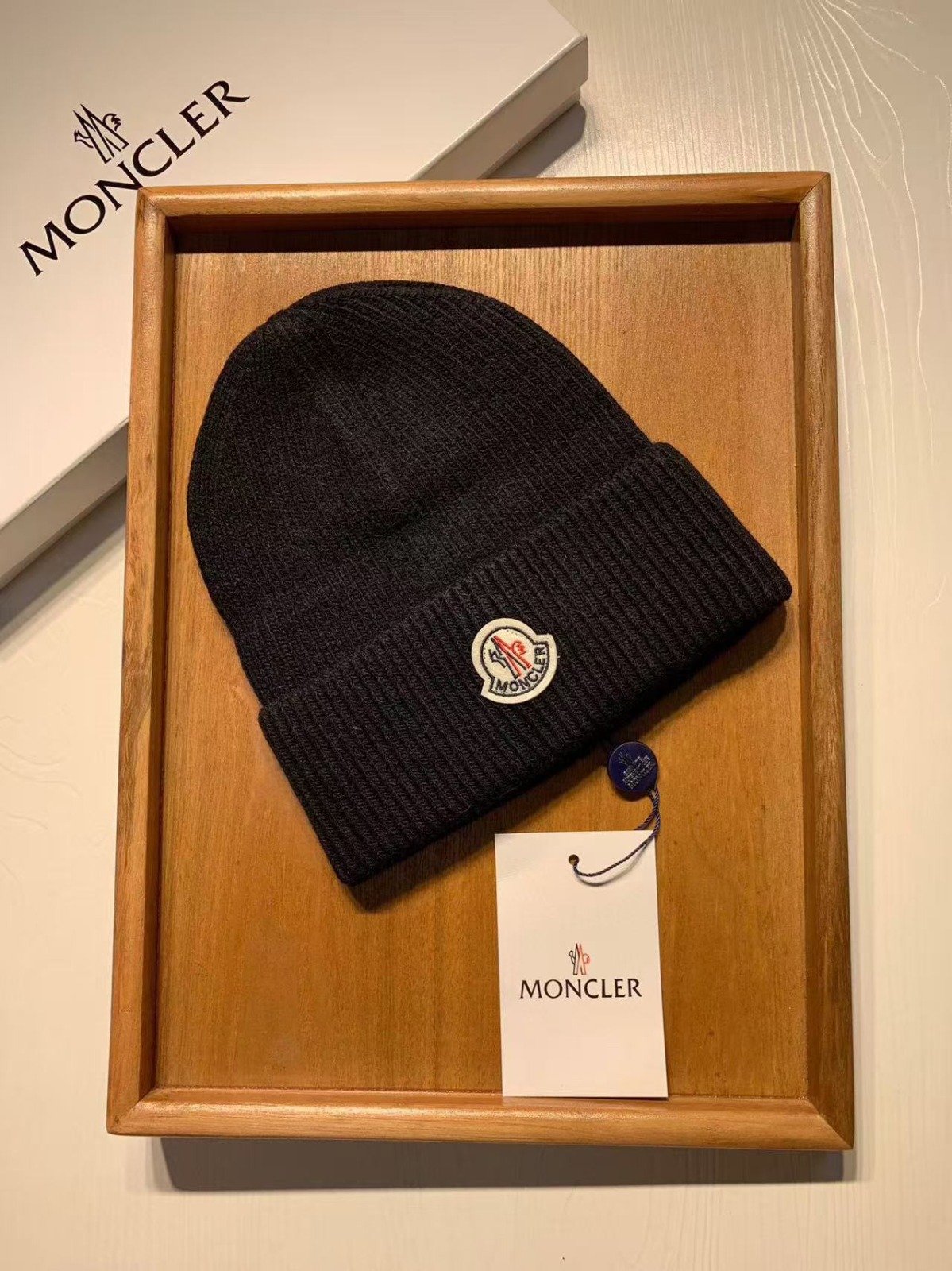 Moncler Navy Blue Wool Beanie L92907 - Image 2