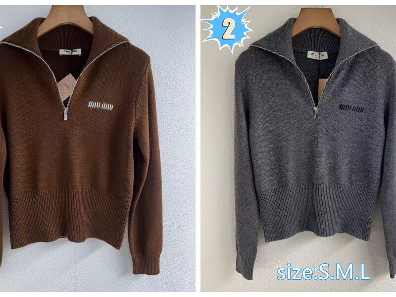 MIUMIU military-style collar zipper half-open cardigan D90905