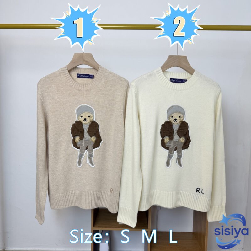 RL Raff Women's Round-neck Cartoon Bear Knit Sweater D91804