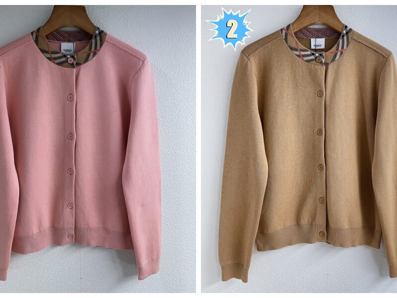 Burberry Contrasting Color Round-neck Knit Cardigan D92905