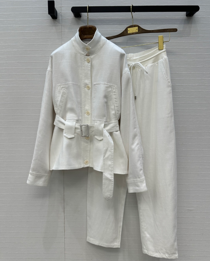 LP old money leather belt cotton and linen jacket coat D93001 - Image 3