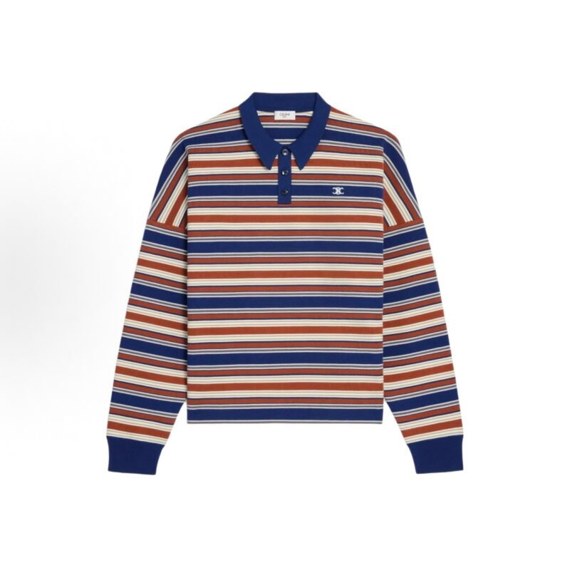 Chanel Striped polo shirt with a short collar D91201