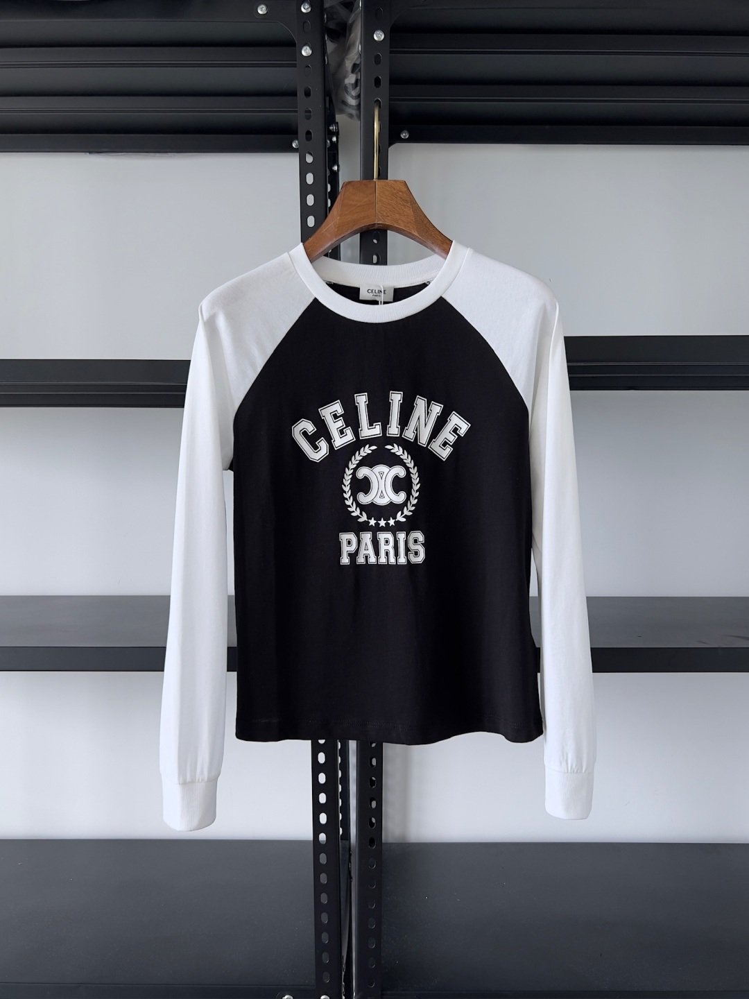 Celine Color Block Logo Long Sleeve T-Shirt D90603 - Image 2