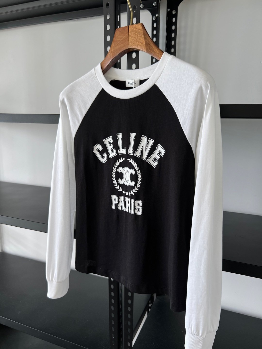 Celine Color Block Logo Long Sleeve T-Shirt D90603 - Image 4