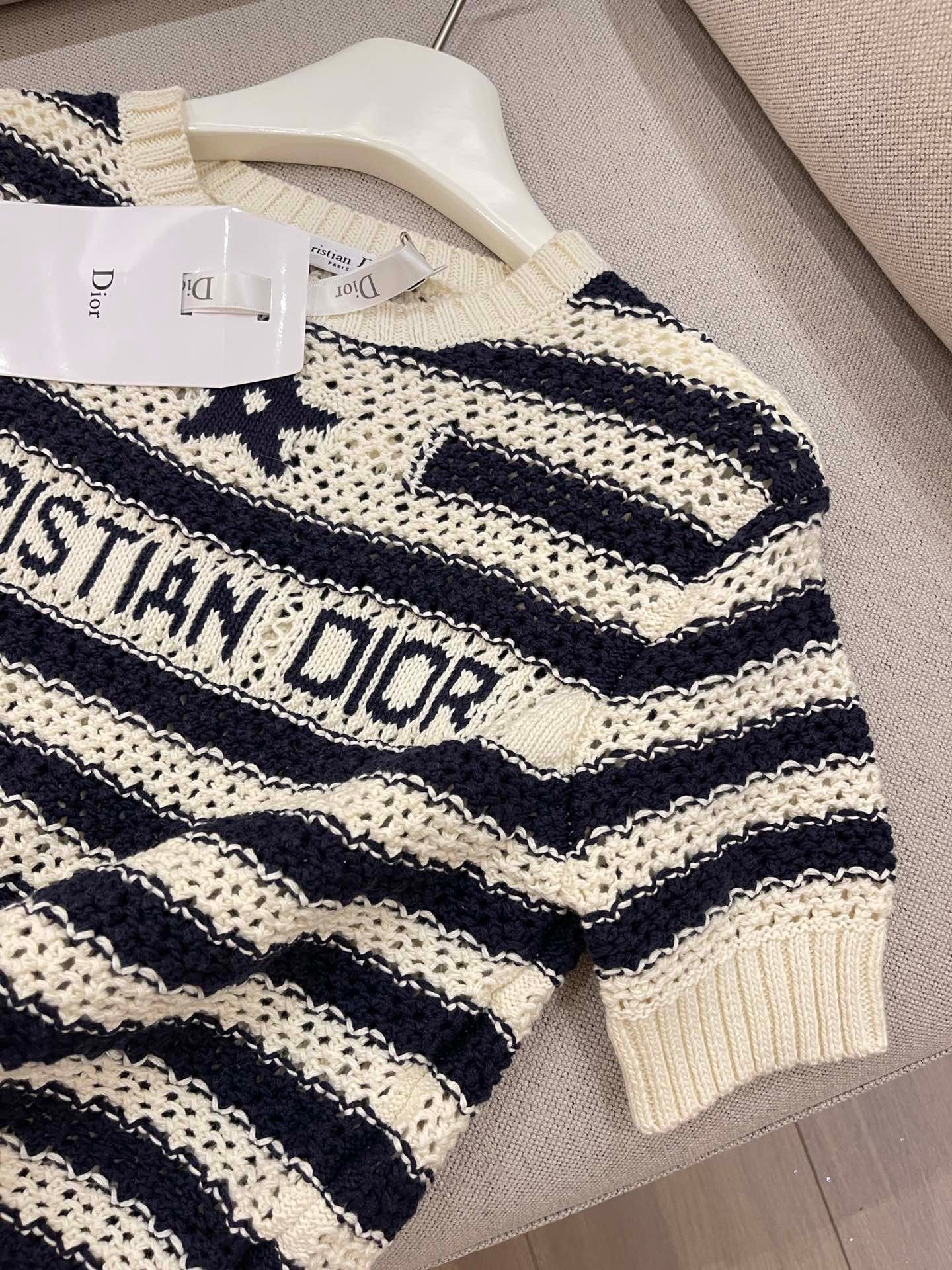 Dior Christian Dior Striped Logo Knit T-Shirt D90601 - Image 4