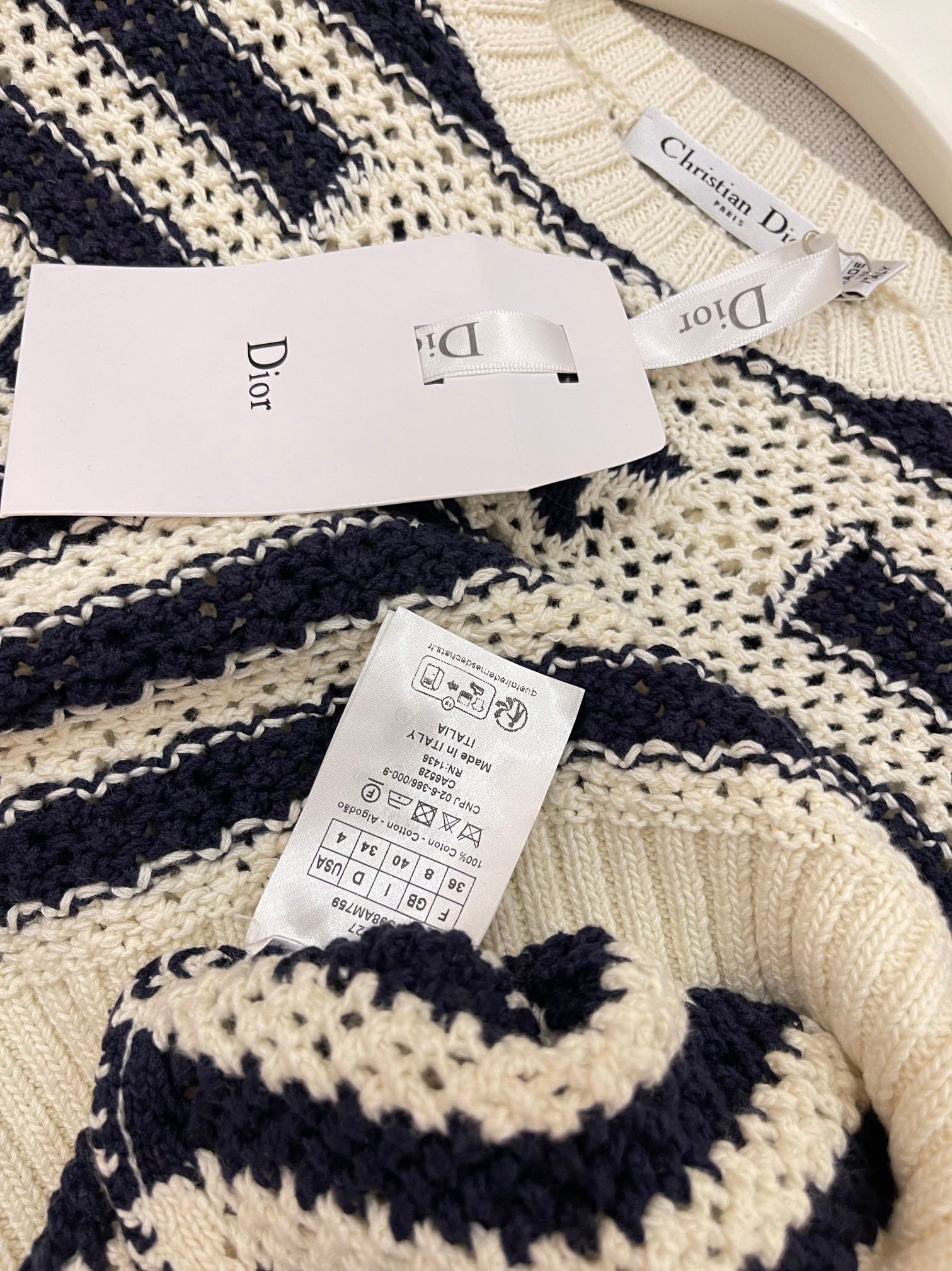 Dior Christian Dior Striped Logo Knit T-Shirt D90601 - Image 6