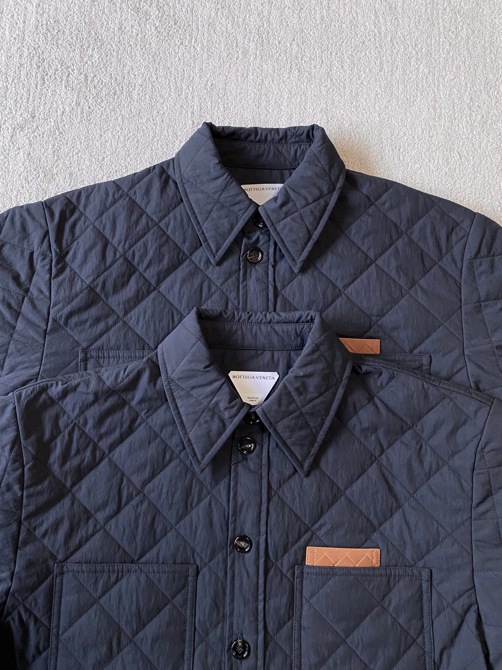 Bottega Veneta Striped checkered leather coat 91102