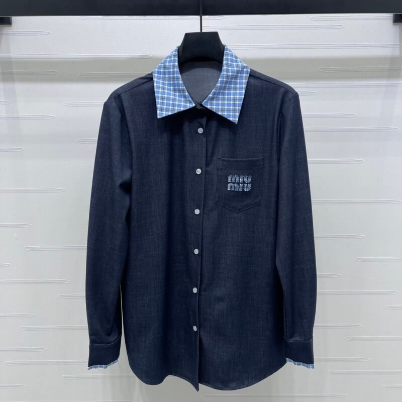 MiuMi Patchwork Long-Sleeved Shirt D91103