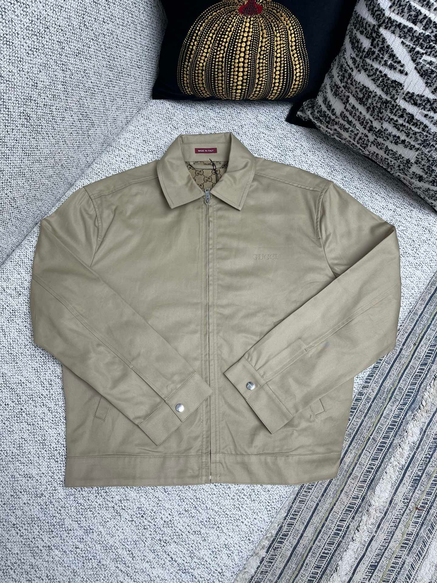 GUCCI solid-color round-neck zipper long-sleeve jacket 91604 - Image 5