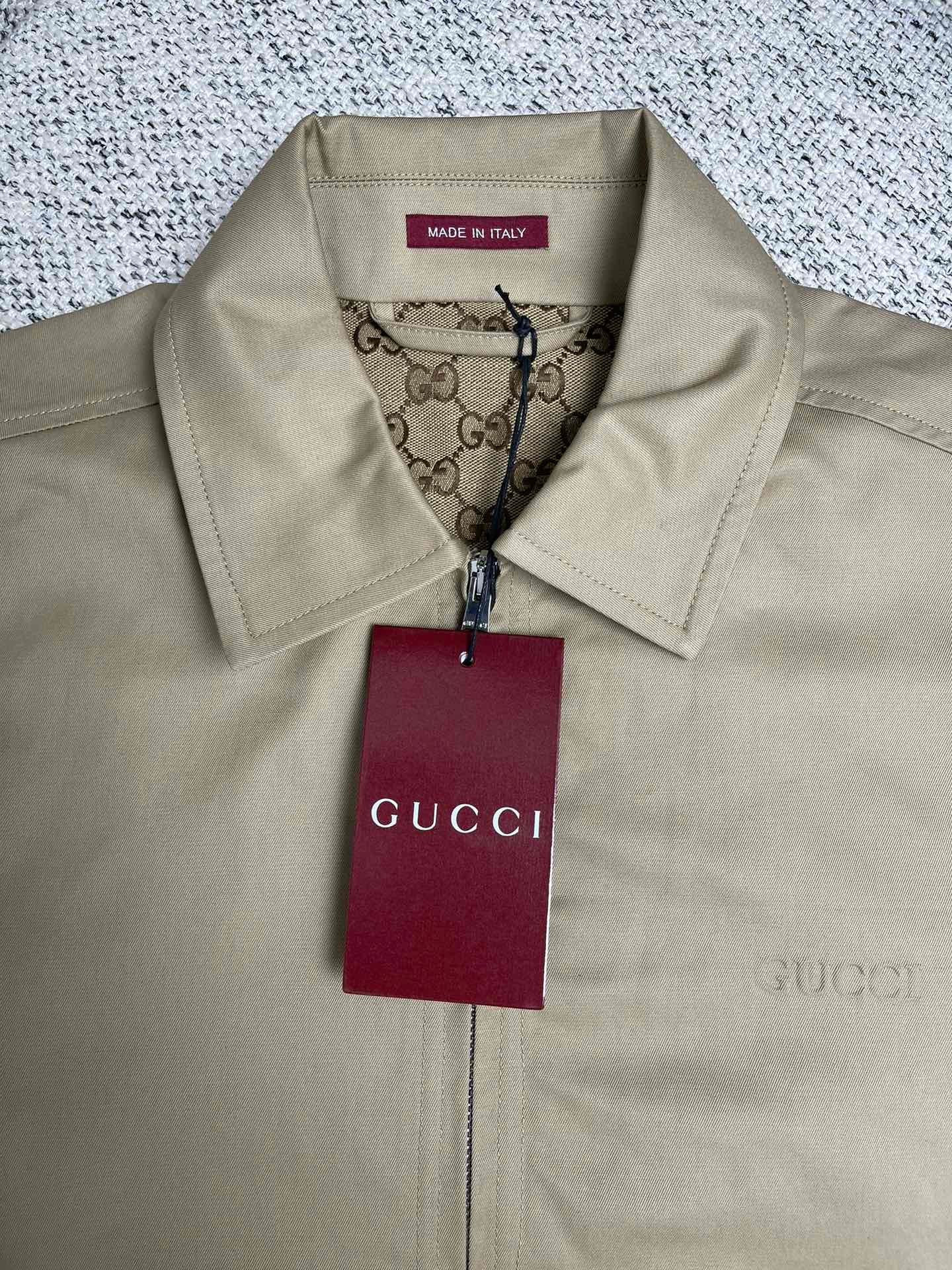 GUCCI solid-color round-neck zipper long-sleeve jacket 91604 - Image 6