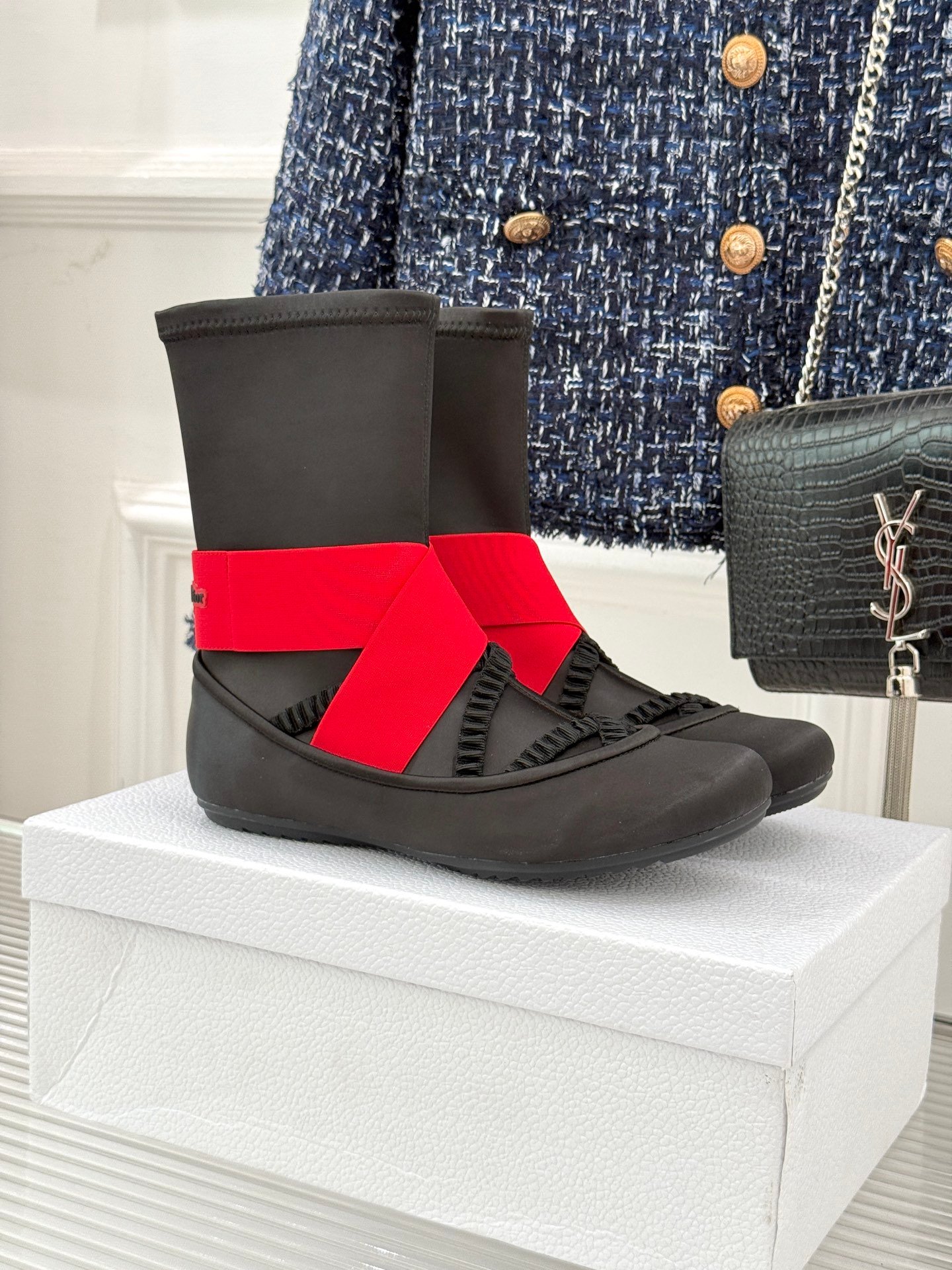 Dior letter-cross elastic band ballet elastic boots short boots L91705 - Image 7