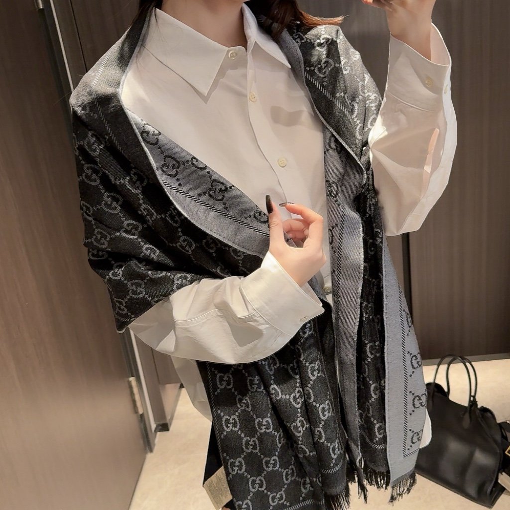 Gucci | Accessories | Auth Gucci Gg Wool Scarf D92105 - Image 7