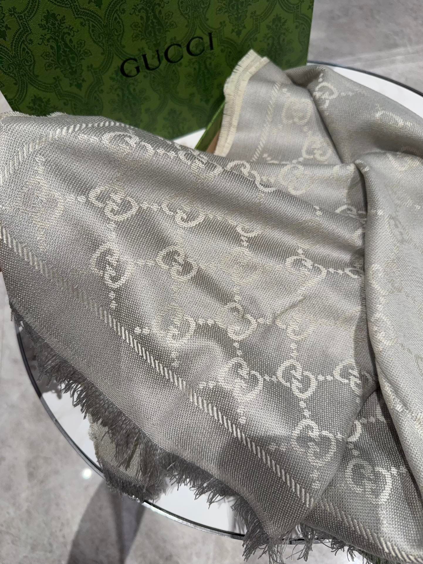 Gucci | Accessories | Auth Gucci Gg Wool Scarf D92105 - Image 3