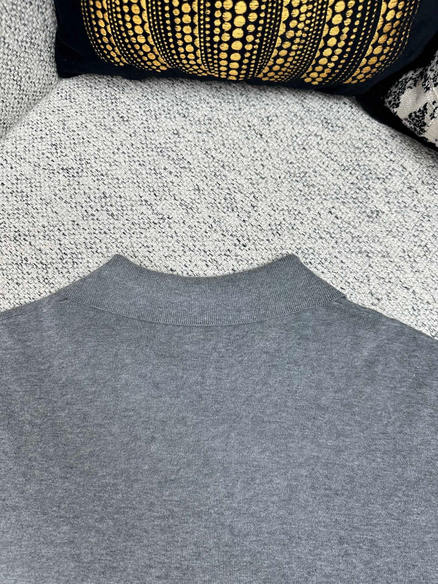 Celine solid-color polo shirt with ribbed trim at the collar and knitted fabric 92201 - Image 4