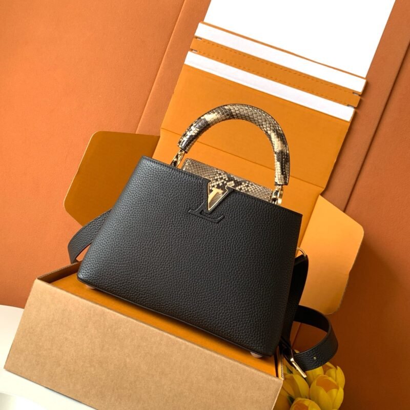 Louis Vuitton black with shiny python gold L92303