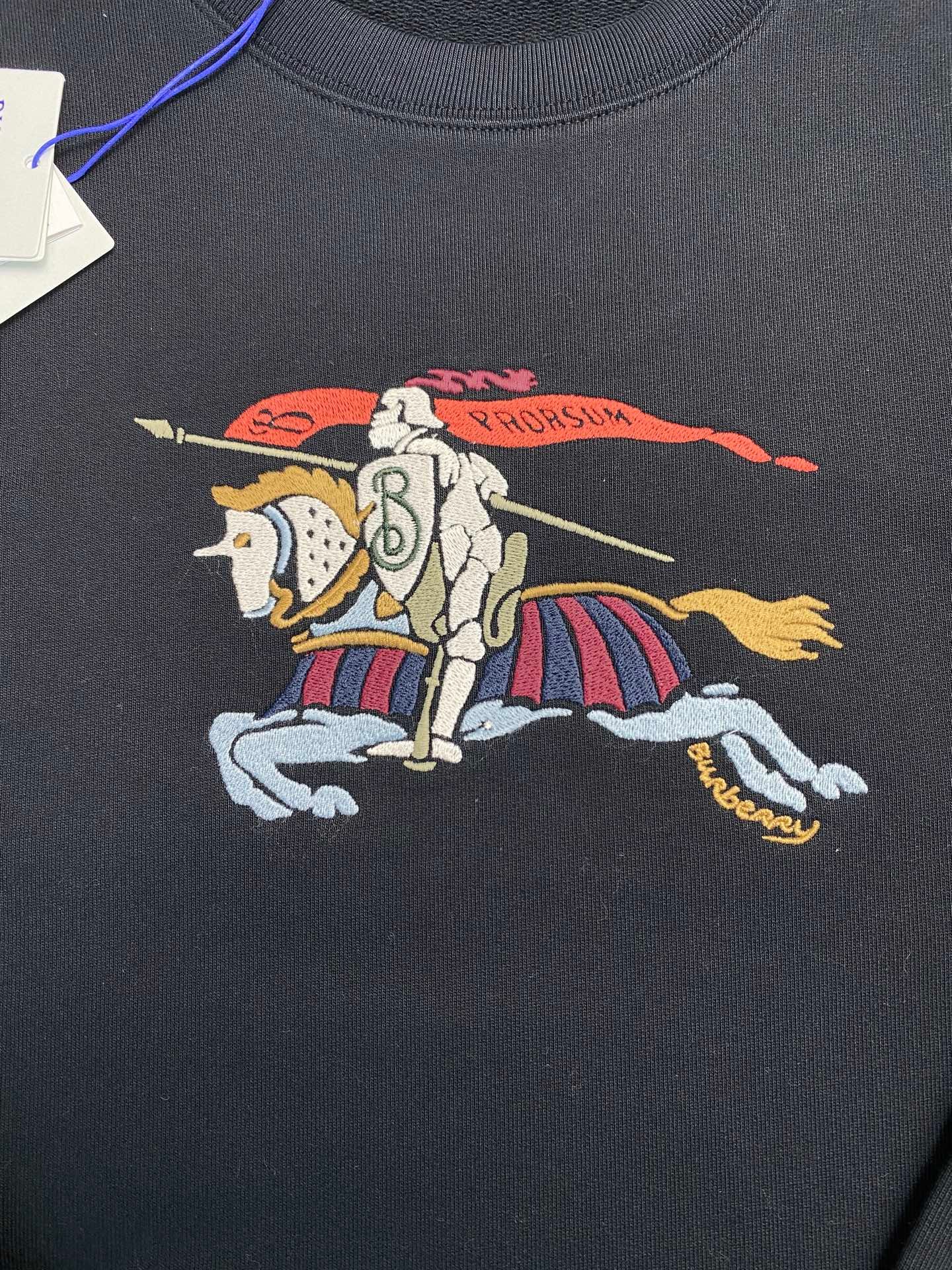 Burberry equestrian knight logo cotton sports shirt with round neckline 92303 - Image 4